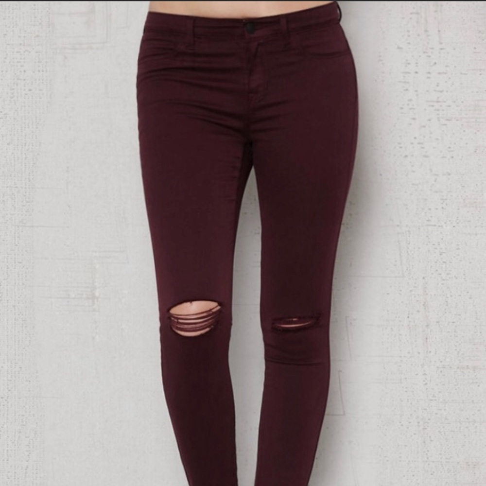PacSun Distressed Maroon Jeans Size 27.